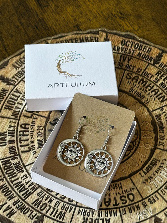 Celestial Sun & Moon Earrings | Hypoallergenic Spiritual Jewelry