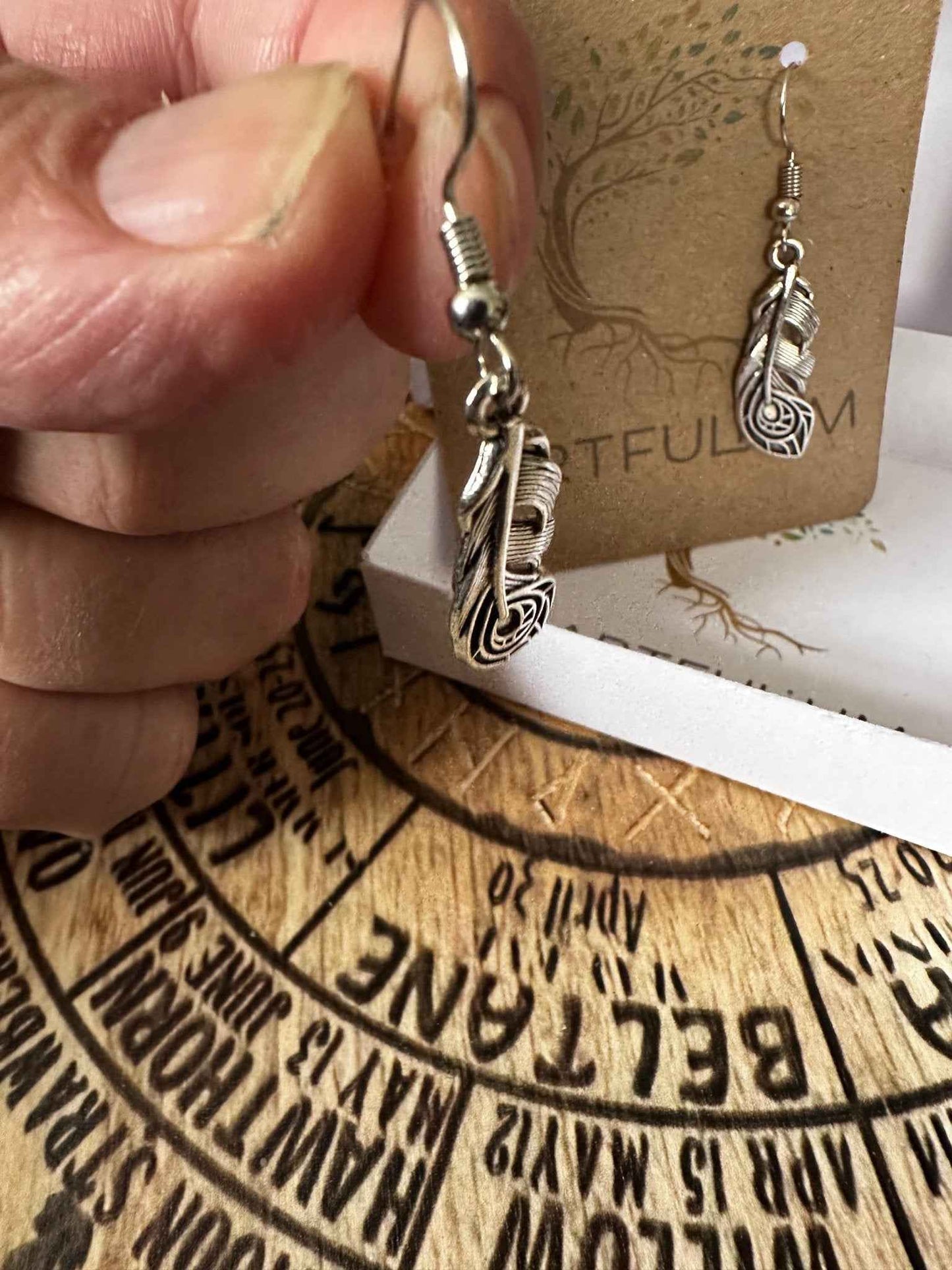 Elegant Peacock Feather Earrings - Unique Metal Art Dangle Jewelry