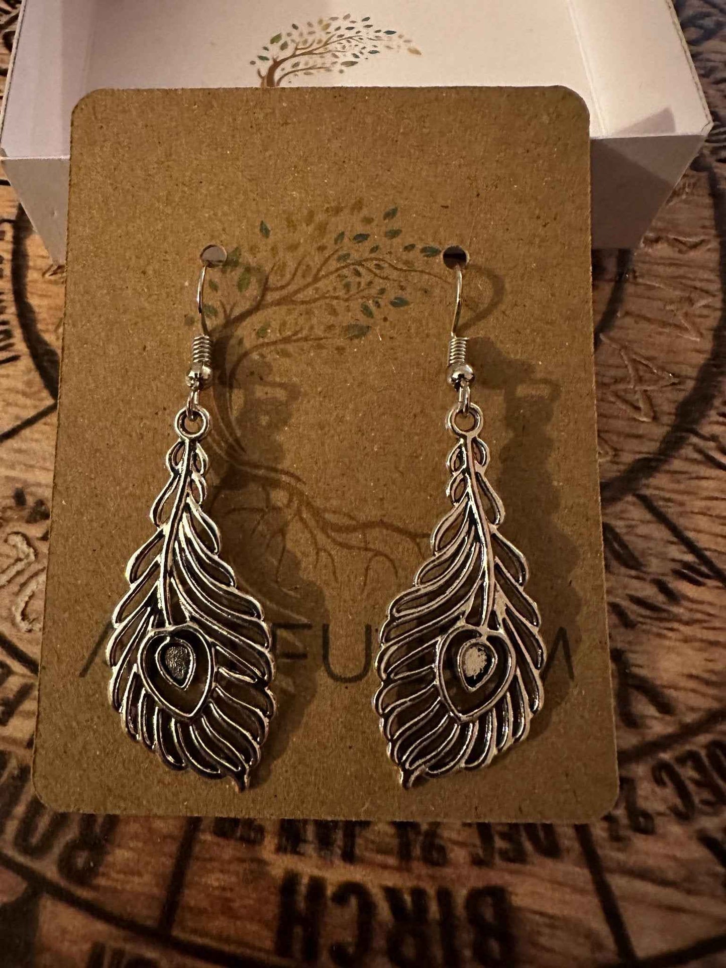 Large Peacock Feather Earrings - Bold Statement Nature Jewelry