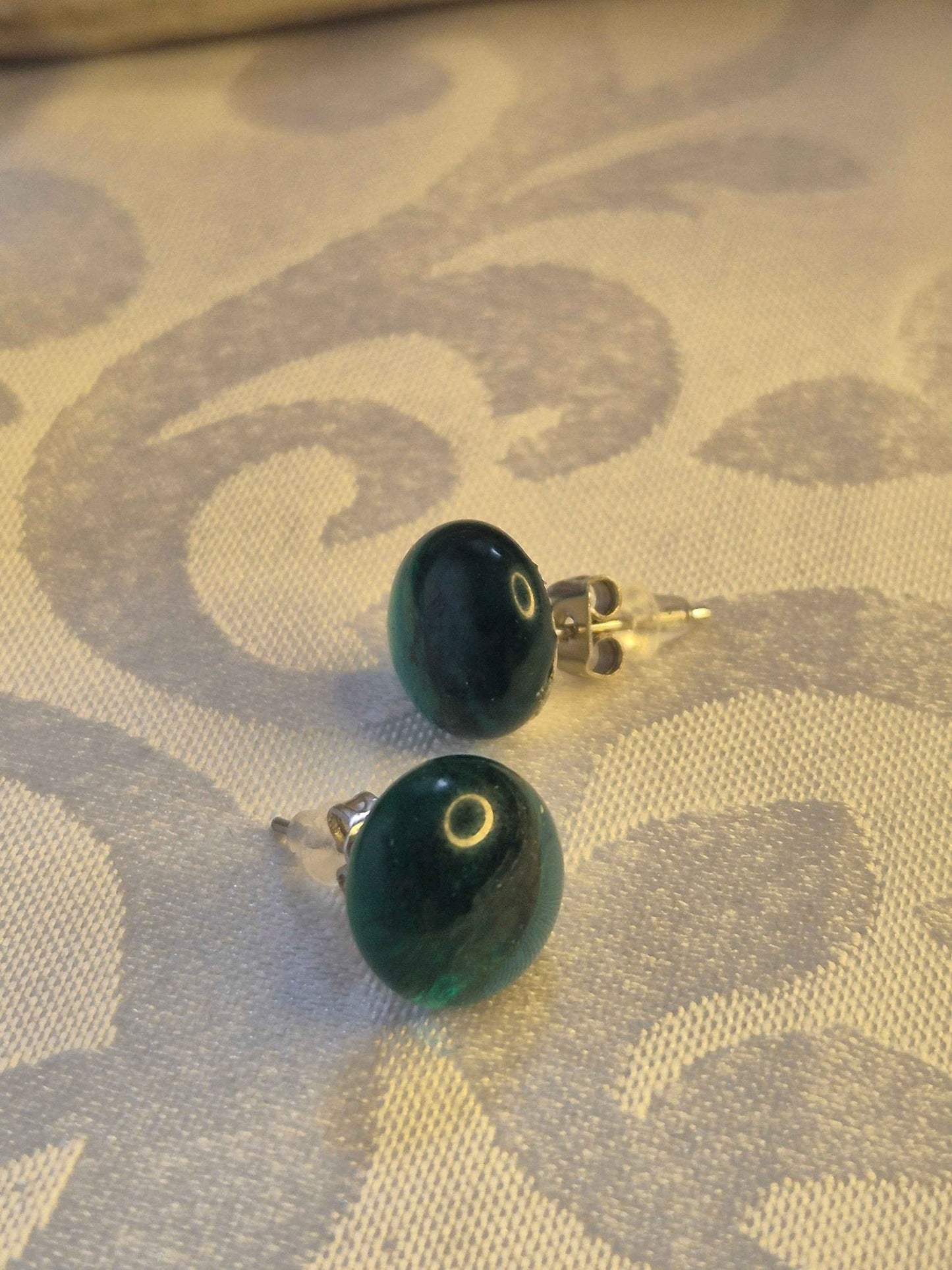 Melted Sea Glass Stud Earrings - Ocean Jade Melted Sea Glass Earrings - Artfulium