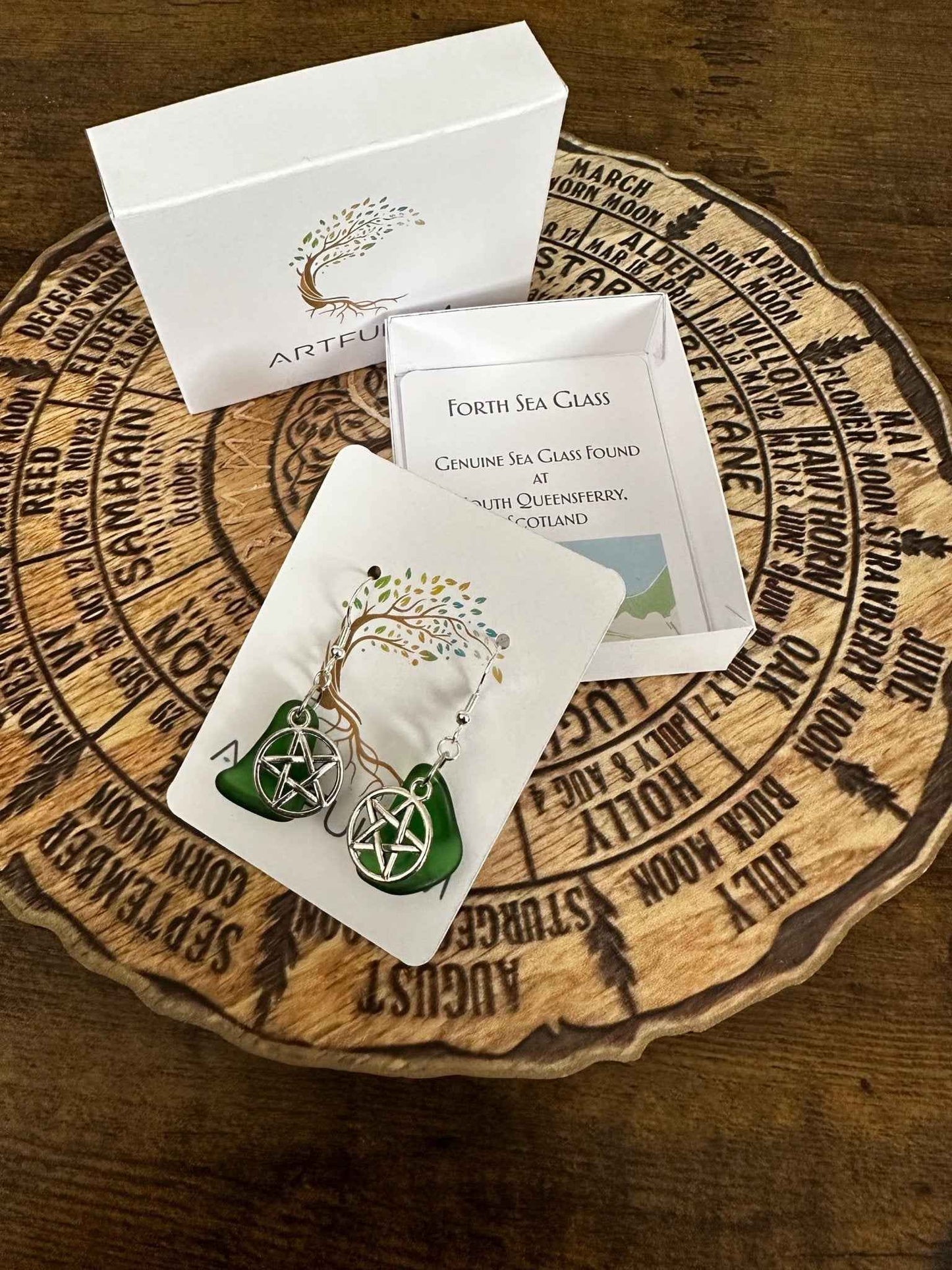 Scottish Seaglass Earrings • Silver Pagan Wiccan Jewelry