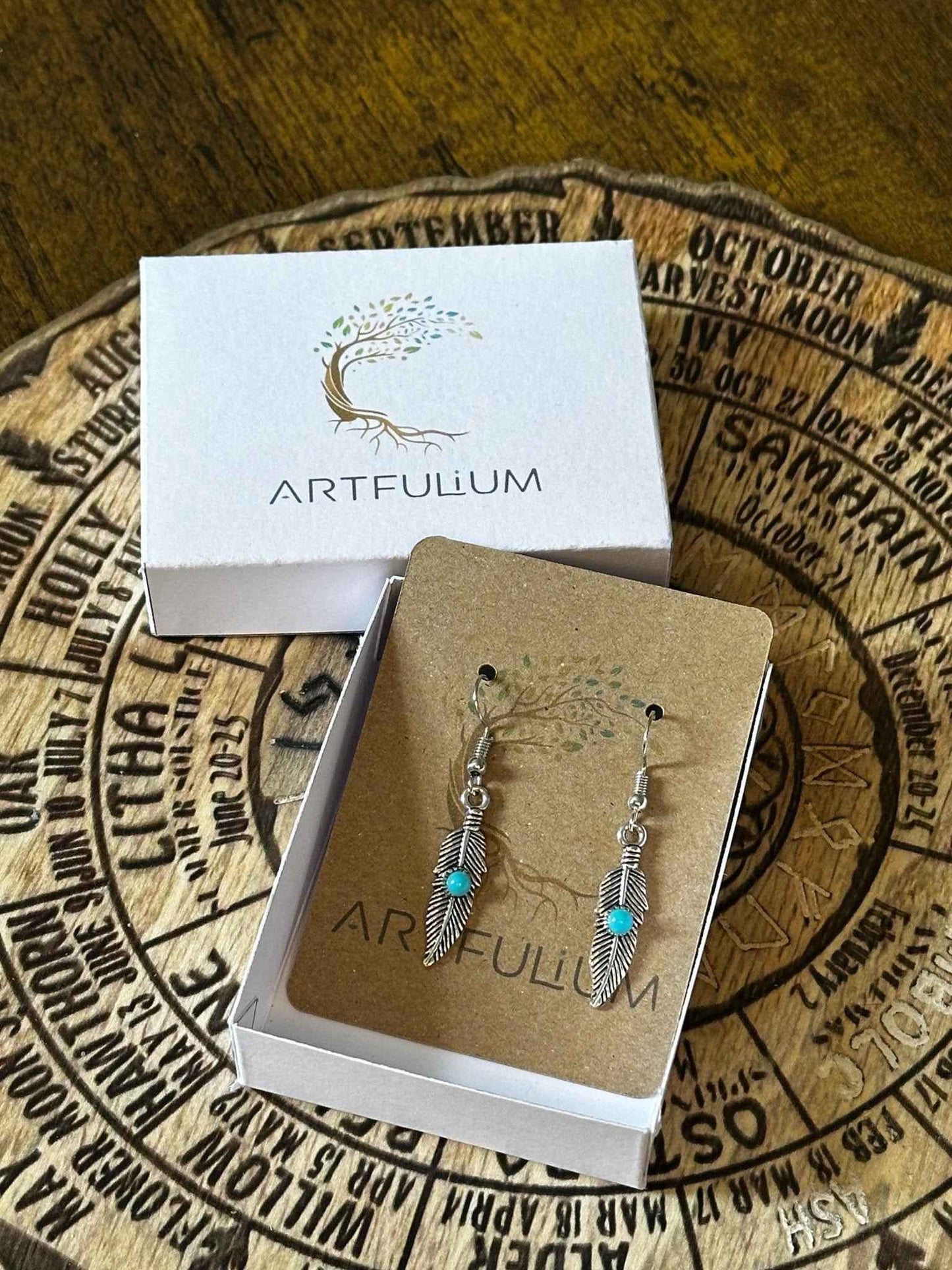 Blue Feather Earrings | Nature-Inspired Hypoallergenic Jewelry