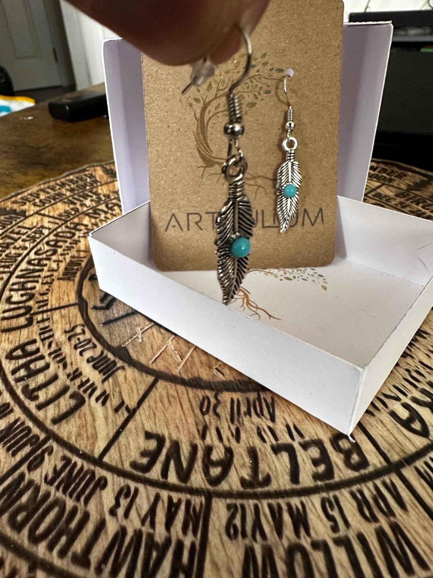 Blue Feather Earrings | Nature-Inspired Hypoallergenic Jewelry