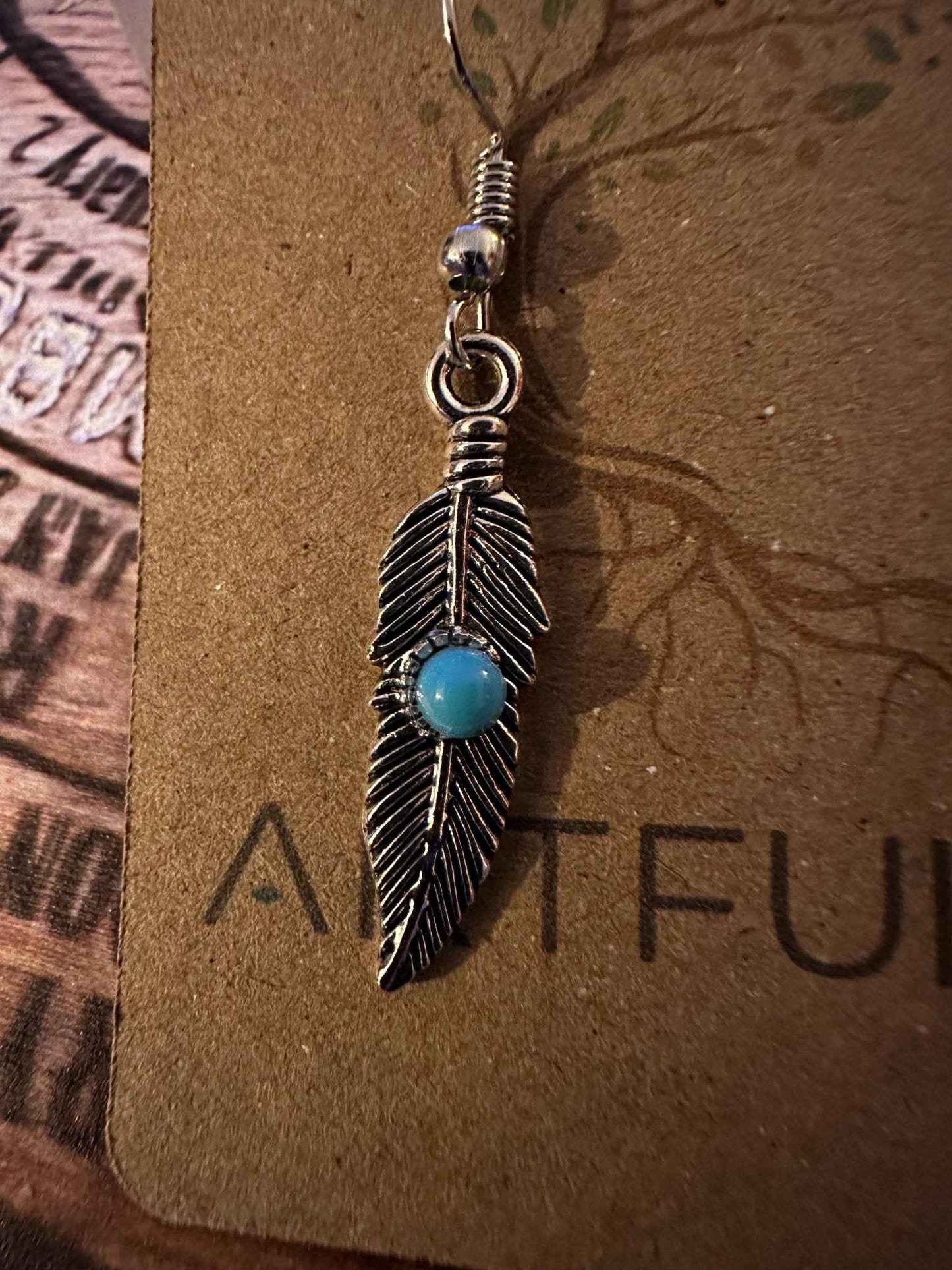 Blue Feather Earrings | Nature-Inspired Hypoallergenic Jewelry