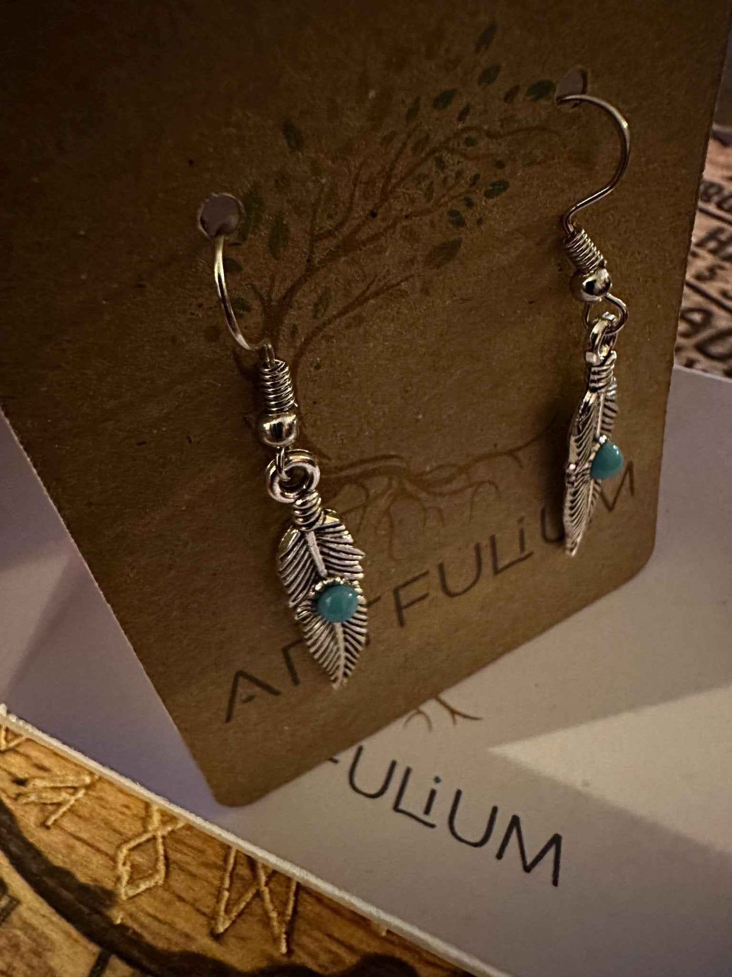 Blue Feather Earrings | Nature-Inspired Hypoallergenic Jewelry