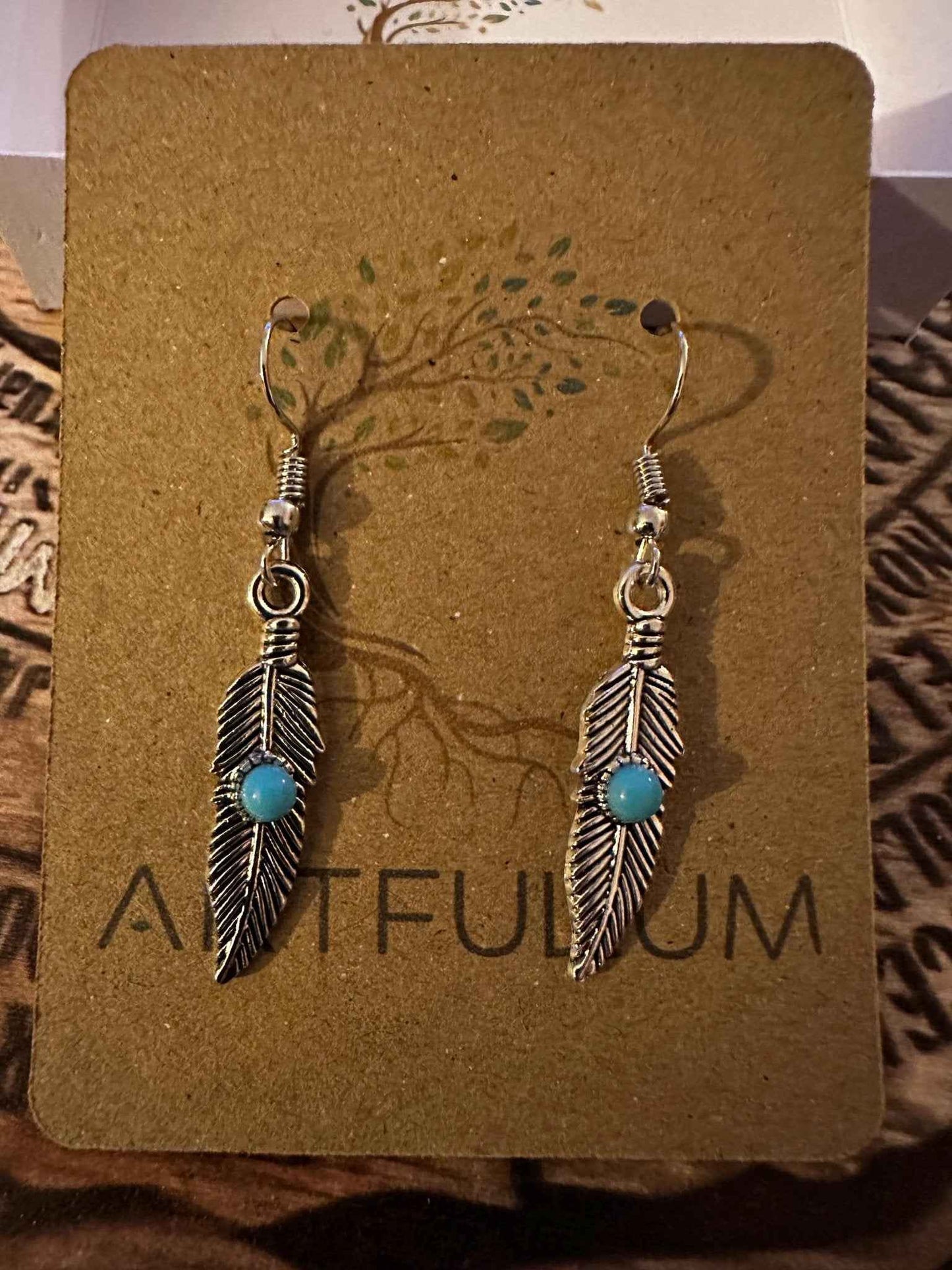Blue Feather Earrings | Nature-Inspired Hypoallergenic Jewelry
