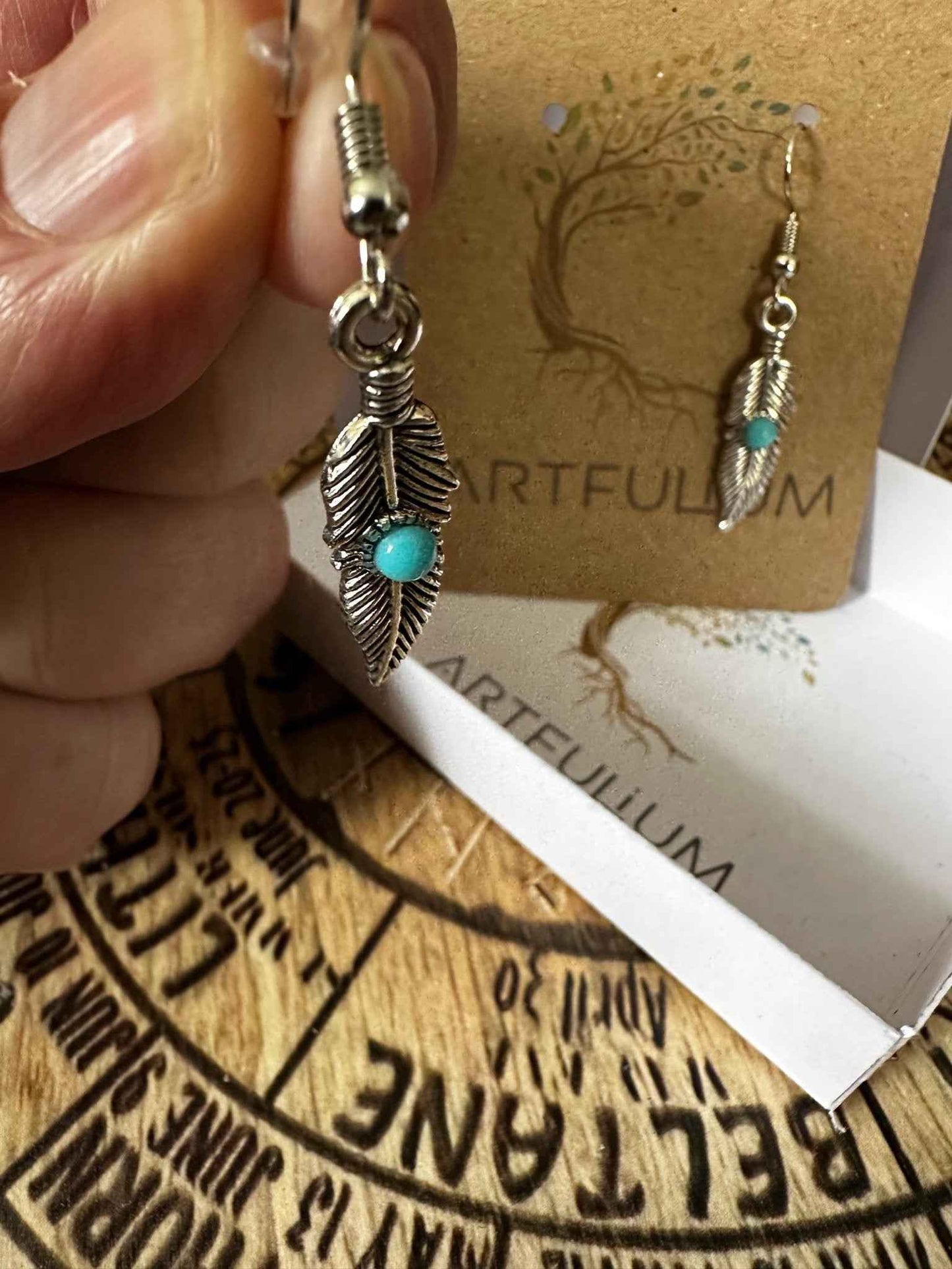 Blue Feather Earrings | Nature-Inspired Hypoallergenic Jewelry