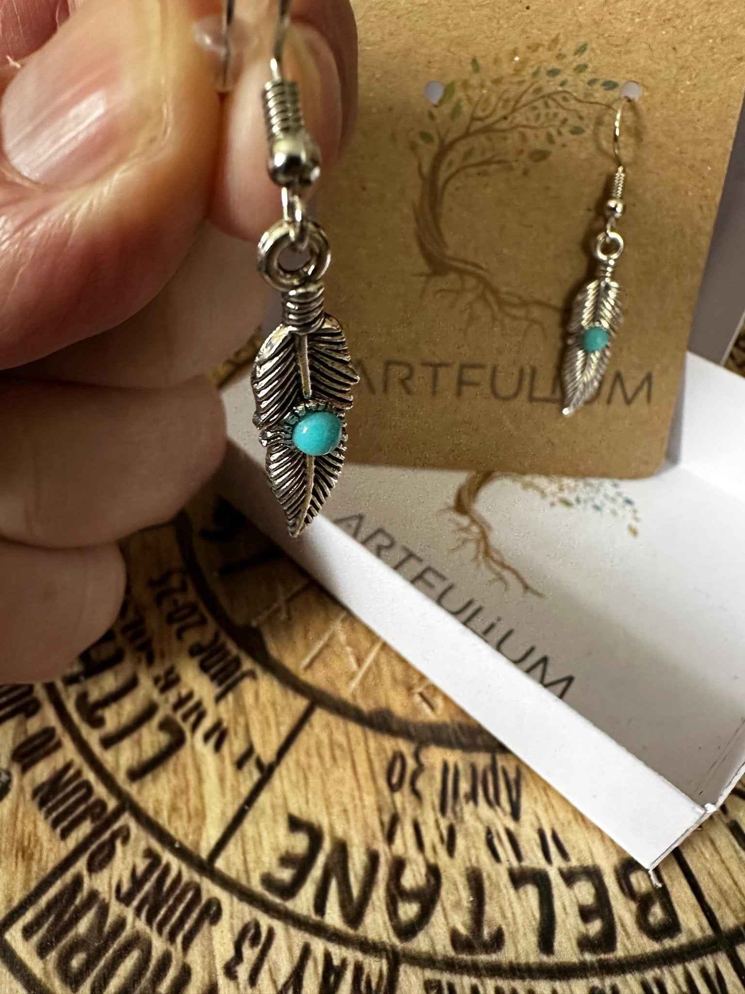 Blue Feather Earrings | Nature-Inspired Hypoallergenic Jewelry