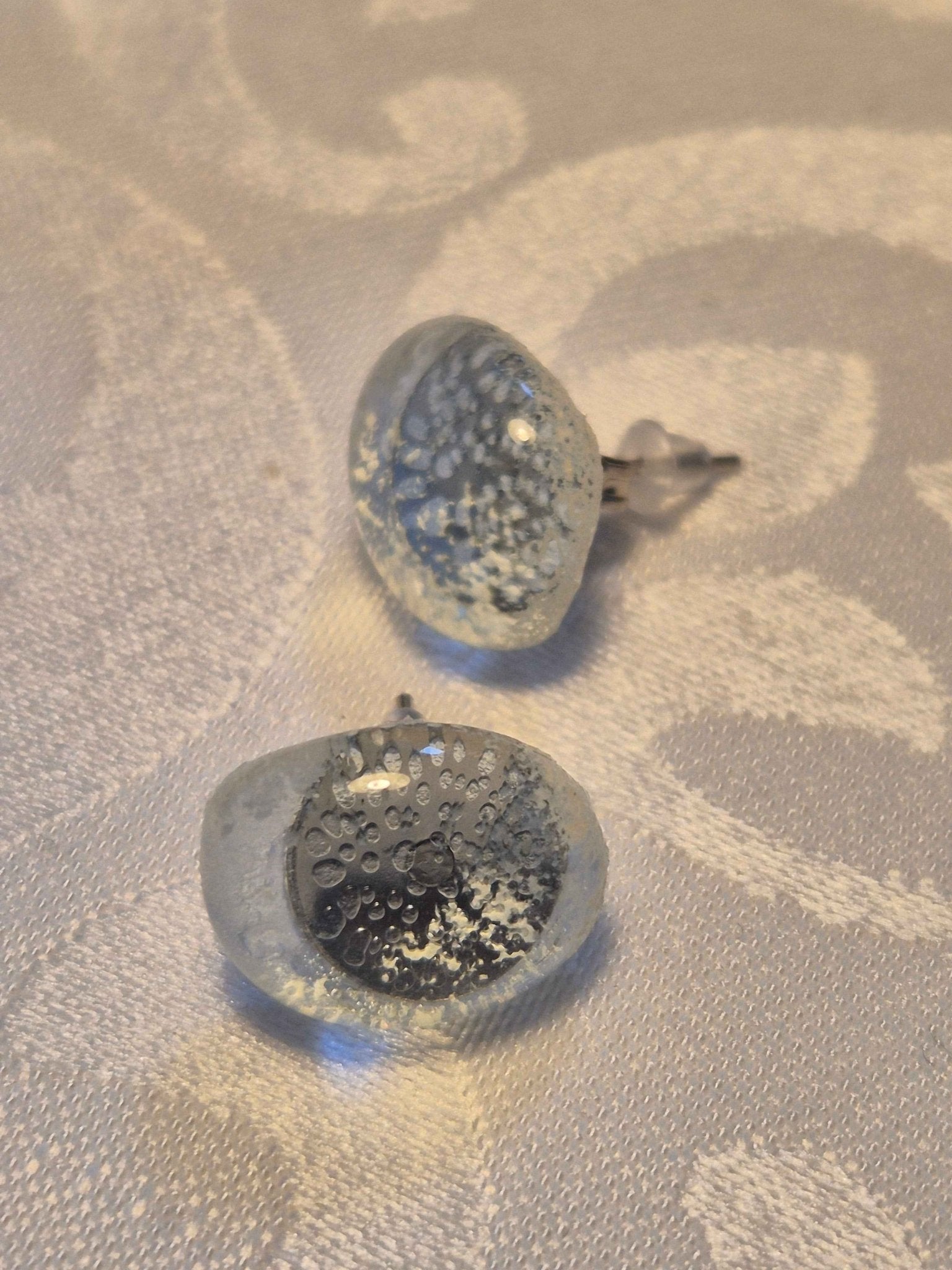 Frosted Spray Melted Sea Glass Earrings - Elegant Sea Spray Studs - Artfulium