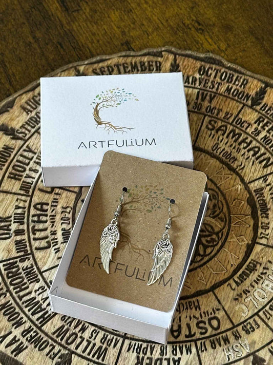 Graceful Angel Wings Dangle Earrings | Symbolic Spiritual Jewelry