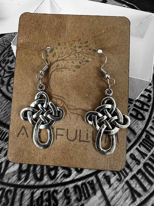 Handmade Celtic Knot Earrings – Pewter Dangle Jewelry for Sensitive Ears – 1.5” Drop