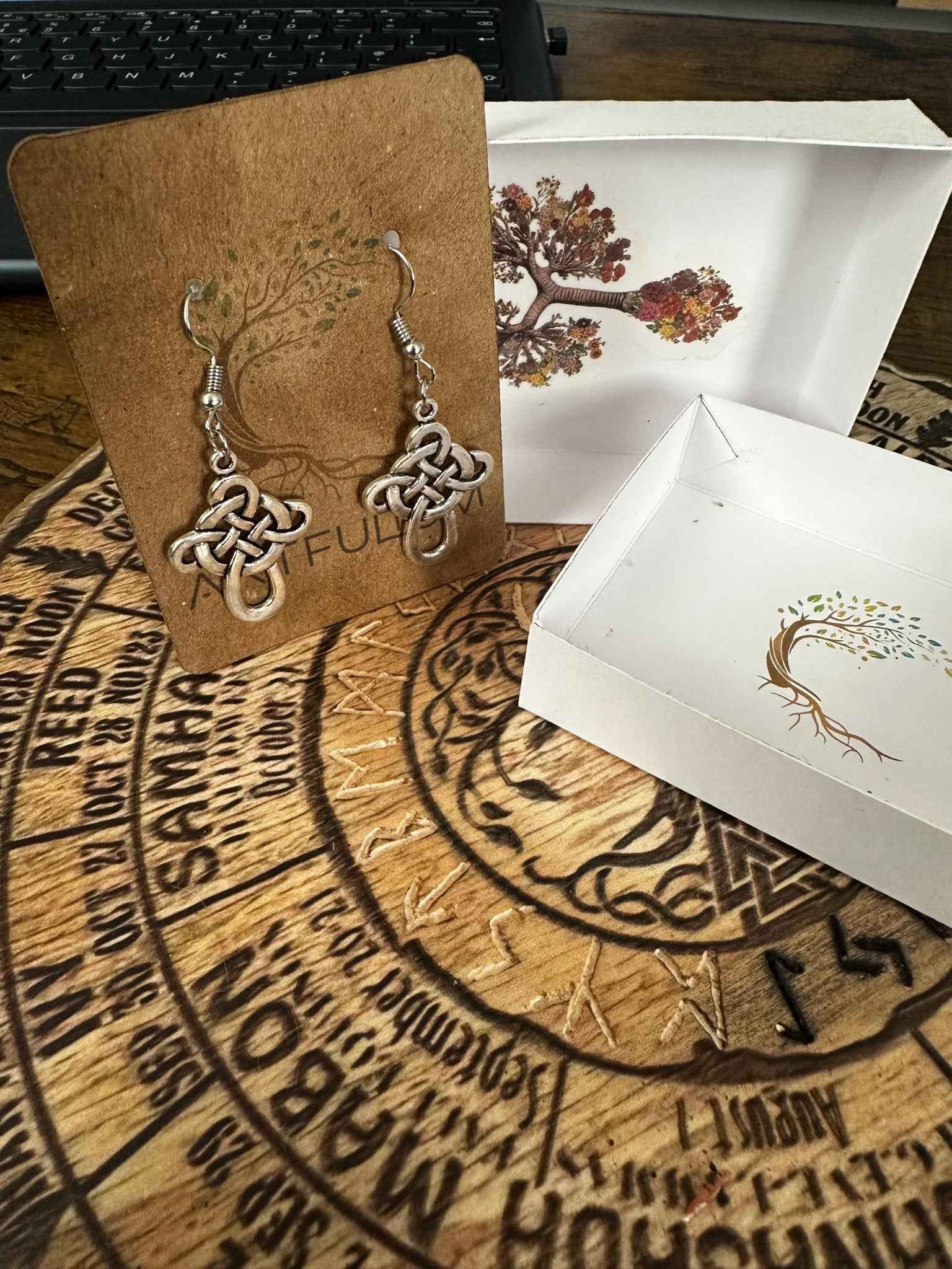 Handmade Celtic Knot Earrings – Pewter Dangle Jewelry for Sensitive Ears – 1.5” Drop