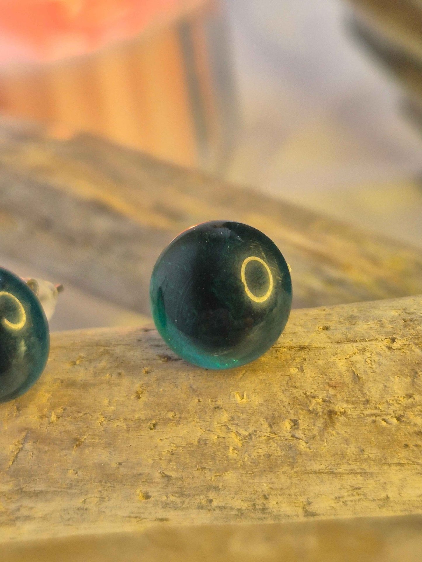 Melted Sea Glass Stud Earrings - Ocean Jade Melted Sea Glass Earrings - Artfulium