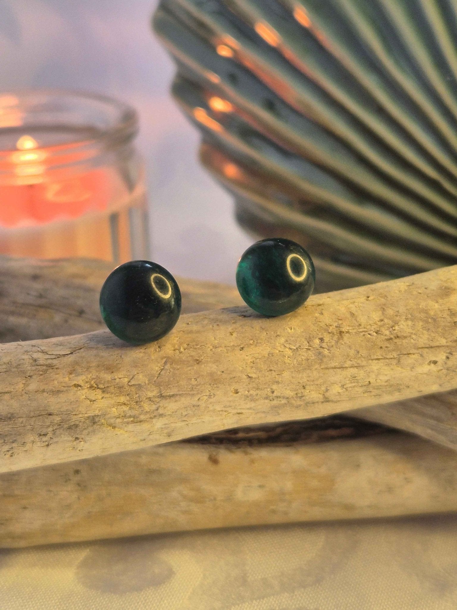 Melted Sea Glass Stud Earrings - Ocean Jade Melted Sea Glass Earrings - Artfulium