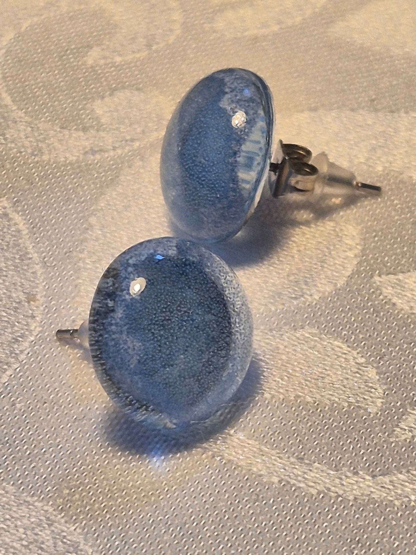 Melted Sea Glass Stud Earrings - Sky Blue Sea Spray Studs - Artfulium